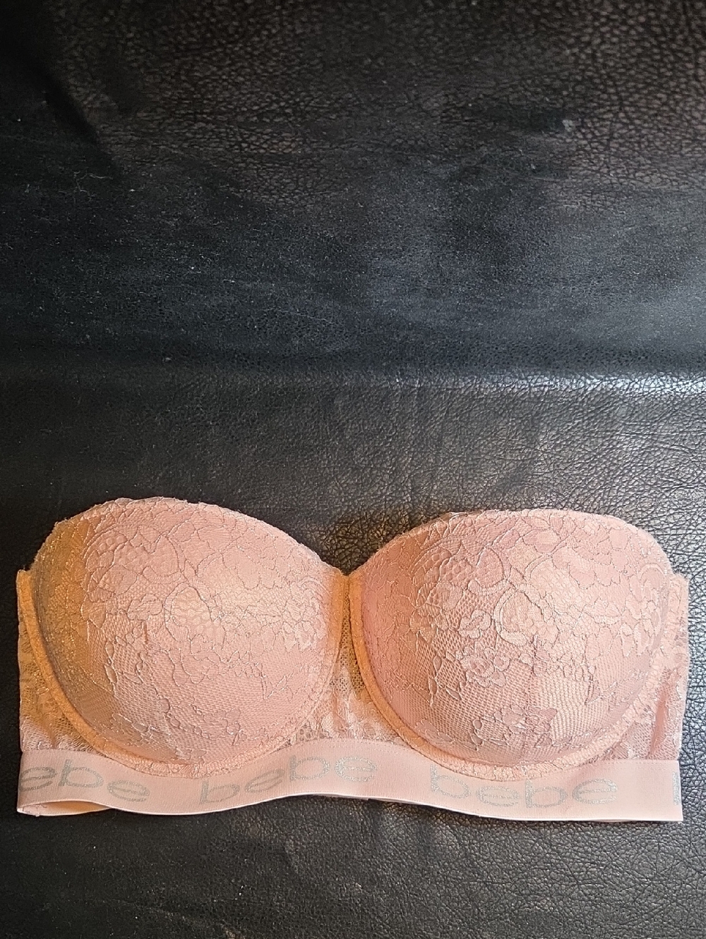 BEBE  38D Lace PUSH UP  Bra in Metallic Blush Pink With Removable Straps